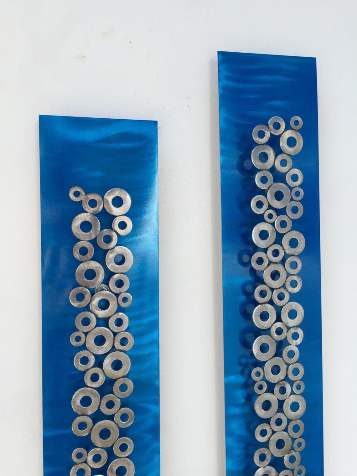 Blue Silver Metal Wall Art Home Decor Abstract Sculpture by Etsy