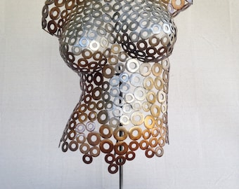 Metal art free standing sculpture abstract torso by Holly Lentz sexy nude metal torso