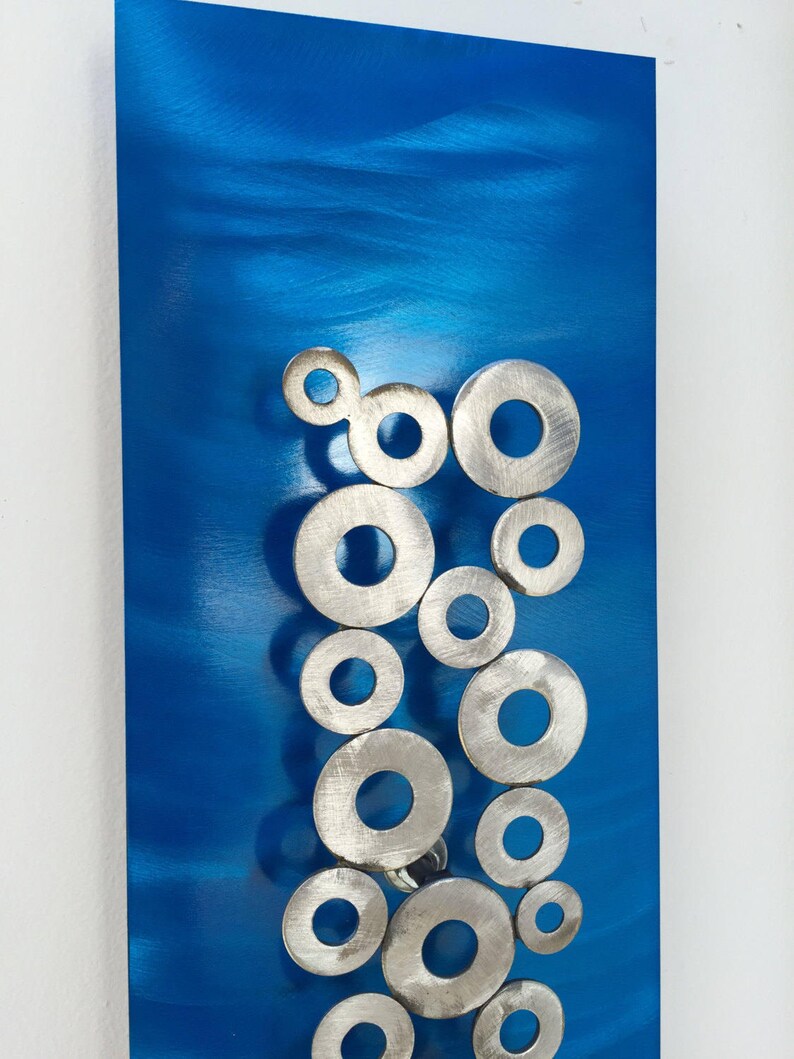 Blue Silver Metal Wall Art Home Decor Abstract Sculpture by Etsy