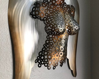 Metal Wall Art Torso Sculpture Metal Art Angel Torso by Holly Lentz