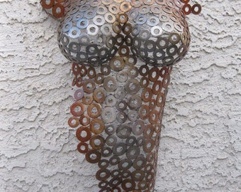 Metal Wall art sculpture abstract torso by Holly Lentz sexy nude metal torso