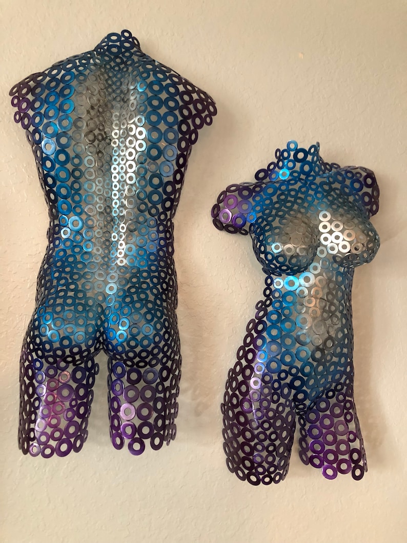 Blau und lila Metall Kunst Torso Skulptur seine und ihre von | Etsy