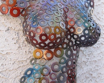 Metal Wall art sculpture abstract torso by Holly Lentz sexy nude metal torso