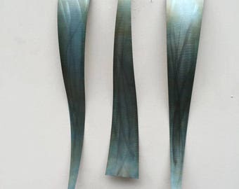 Blue Abstract Metal wall art sculpture indoor/outdoor garden  by Holly Lentz