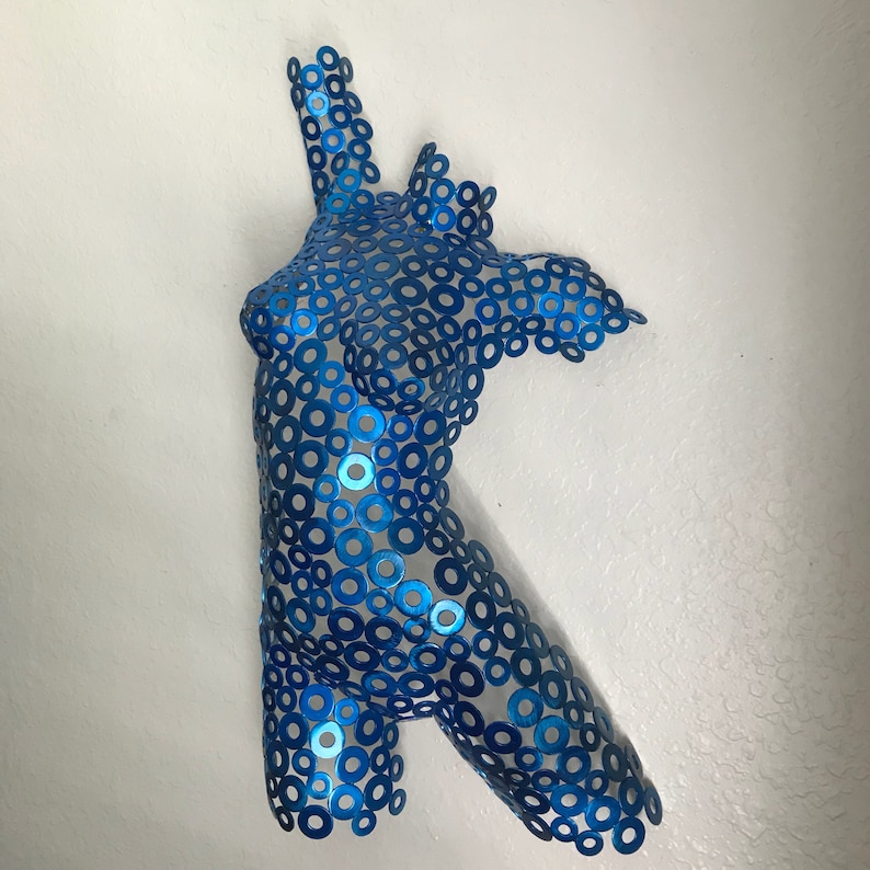 Blue Metal Wall Art Sculpture Modern Female Metal Torso Home Etsy UK
