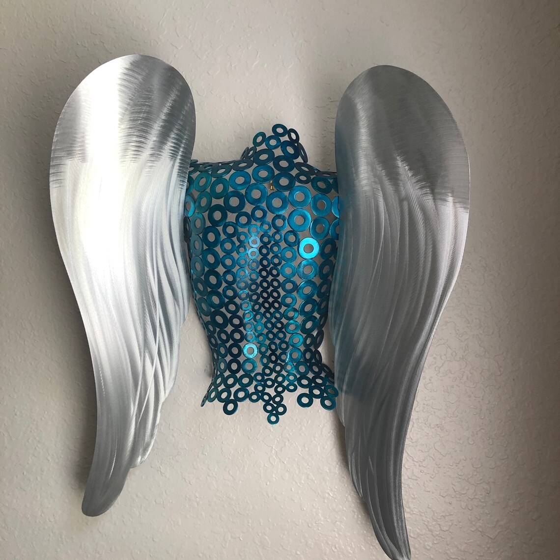 Teal Metal Wall Art Sculpture Abstract Angel Torso by Holly Etsy