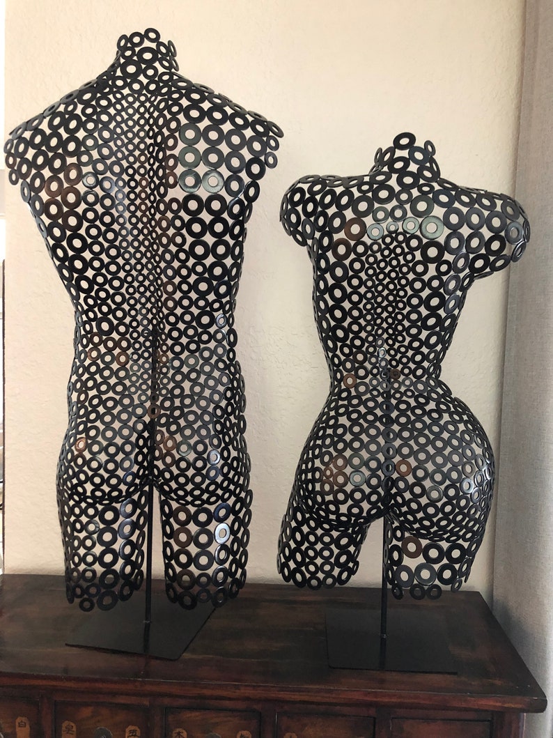 Metal Torso Sculpture Black Set of 2 by Holly Lentz Metal Art Etsy