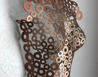 Metal Wall art sculpture abstract torso Rose Gold by Holly Lentz  metal