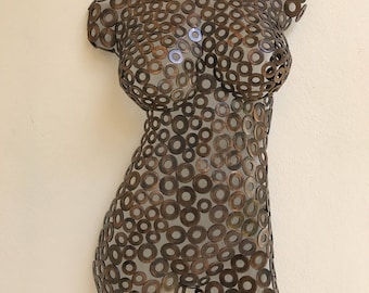 Metal Wall Art Sculpture Female Torso by Holly Lentz