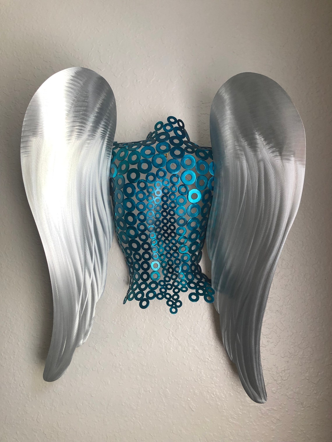 Teal Metal Wall Art Sculpture Abstract Angel Torso by Holly Etsy