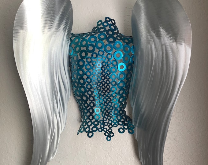 Teal Metal Wall Art Sculpture Abstract Angel Torso by Holly Lentz Etsy