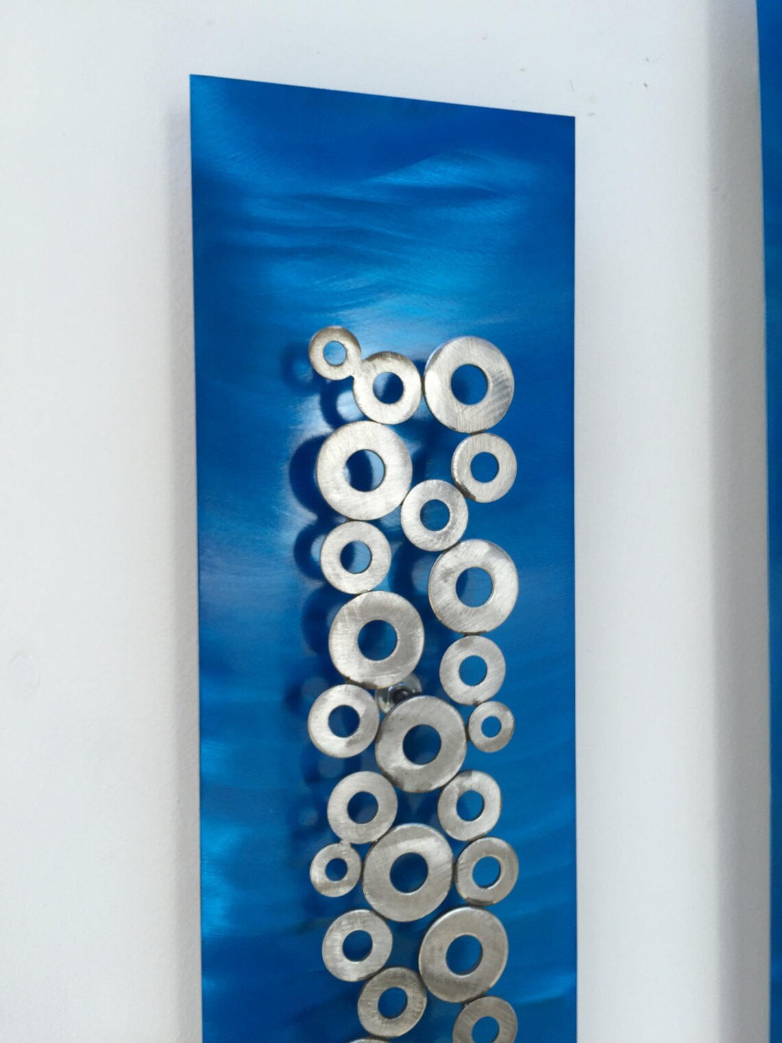 Blue Silver Metal Wall Art Home Decor Abstract Sculpture by Etsy