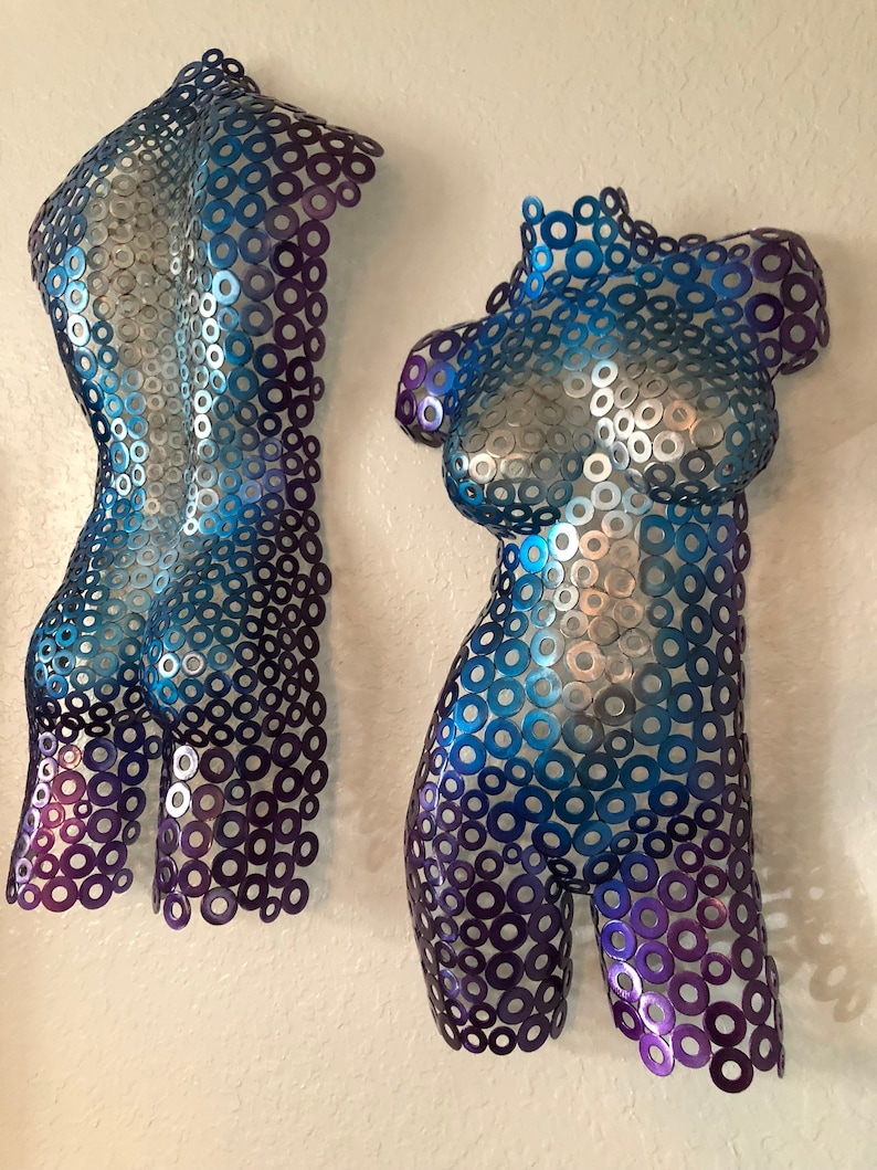 Blau und lila Metall Kunst Torso Skulptur seine und ihre von | Etsy