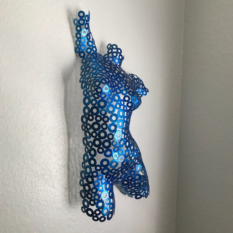 Blue Metal Wall Art Sculpture Modern Female Metal Torso Home Etsy UK