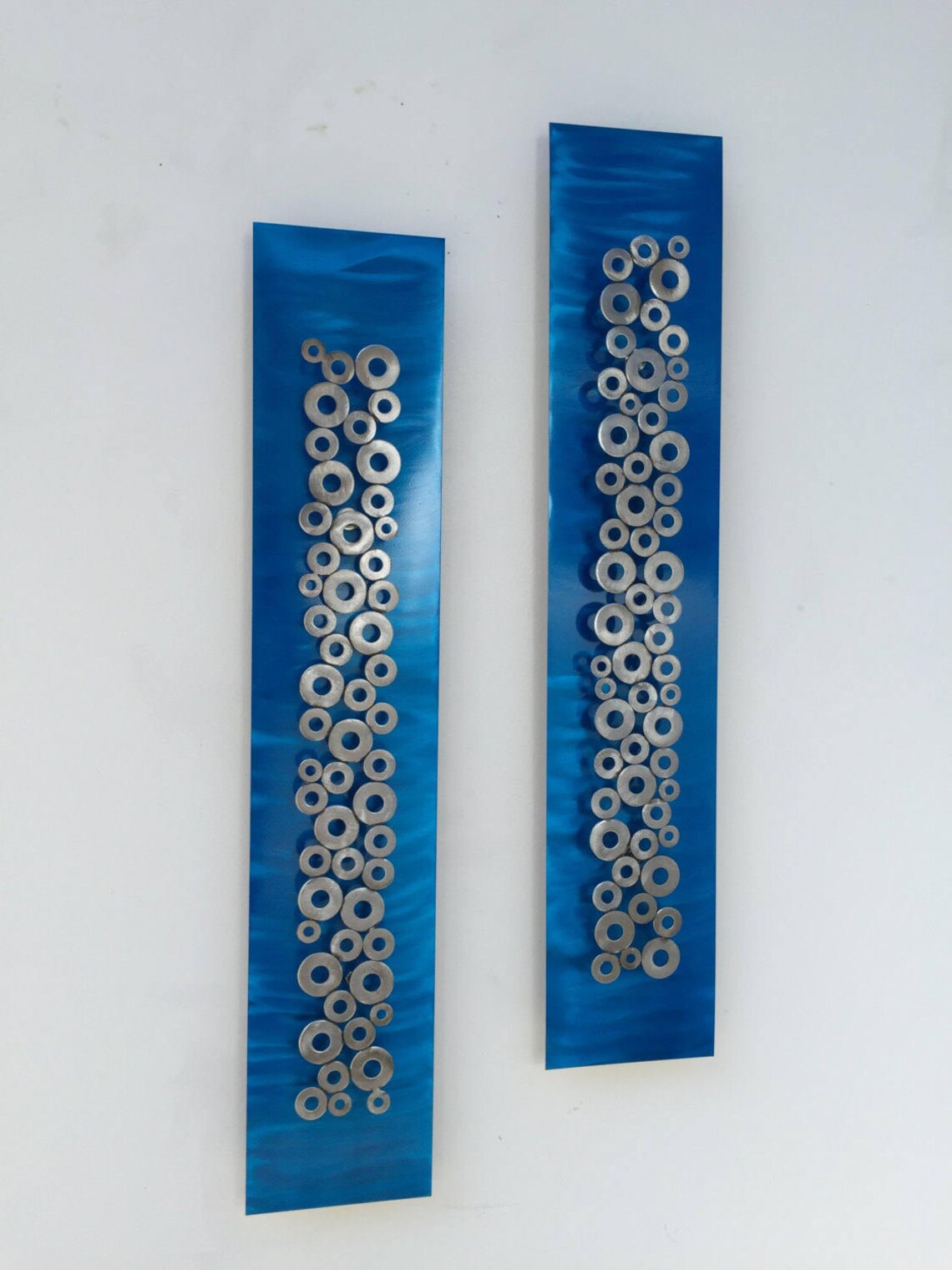 Blue Silver Metal Wall Art Home Decor Abstract Sculpture by Etsy