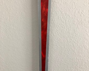 Metal wall art Silver/Red sculpture home decor by Holly Lentz