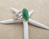 Kelly Green Sea Glass and Sterling Silver Ring