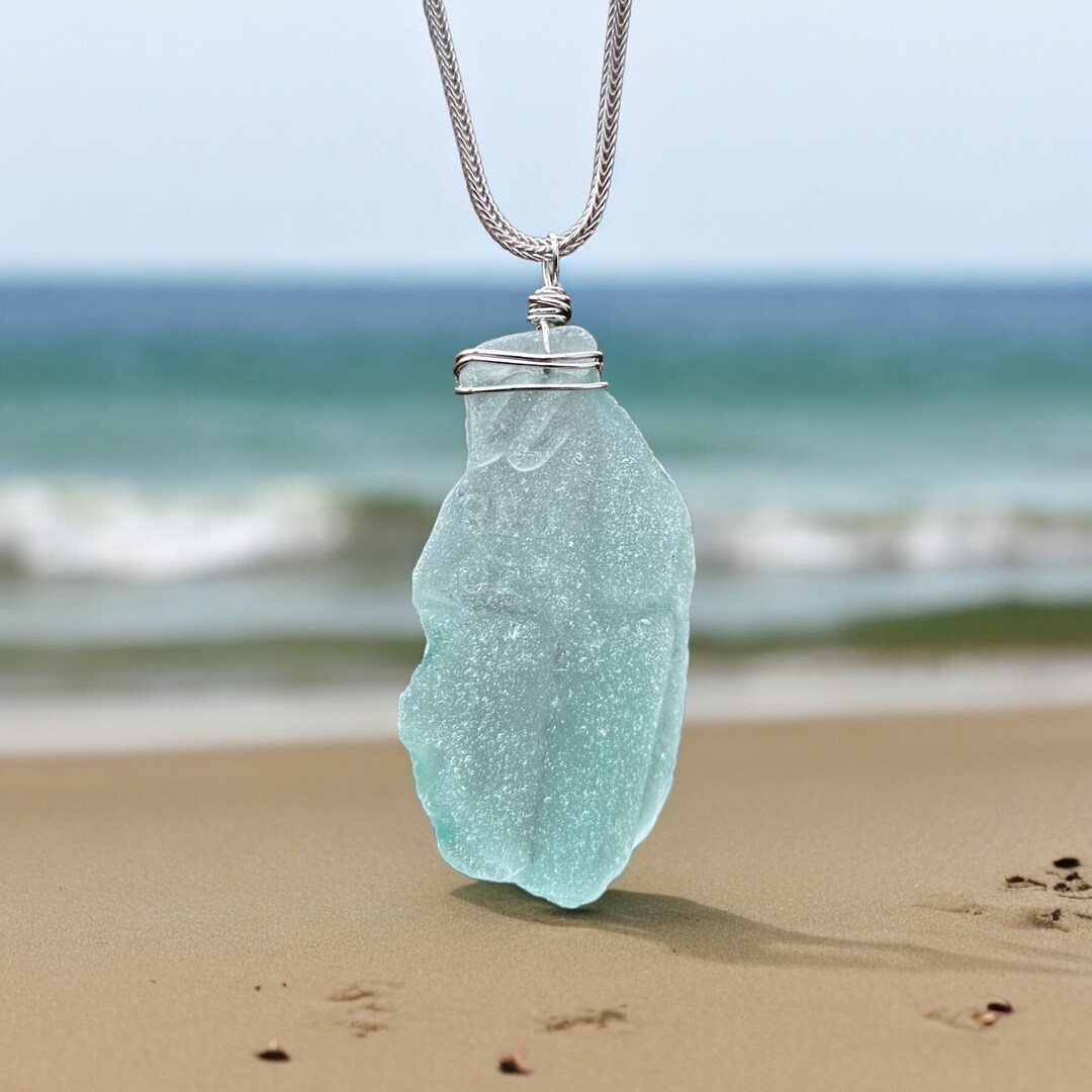Coke Bottle Sea Glass and Sterling Silver Necklace - Etsy