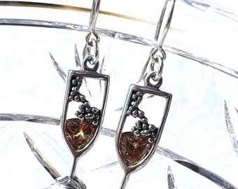Champagne Earrings ~ Cheers! CZ and Sterling Silver