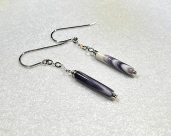 Wampum Shell and Sterling Silver Earrings