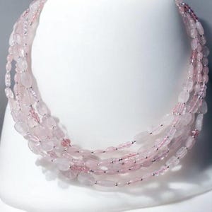 Rose Quartz and Crystal Multi Strand Necklace