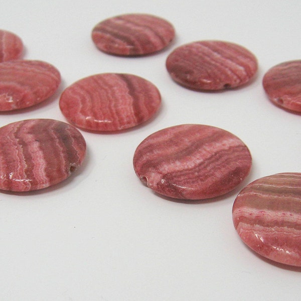 Rhodochrosite Beads ~ Large Disc Shape Beads