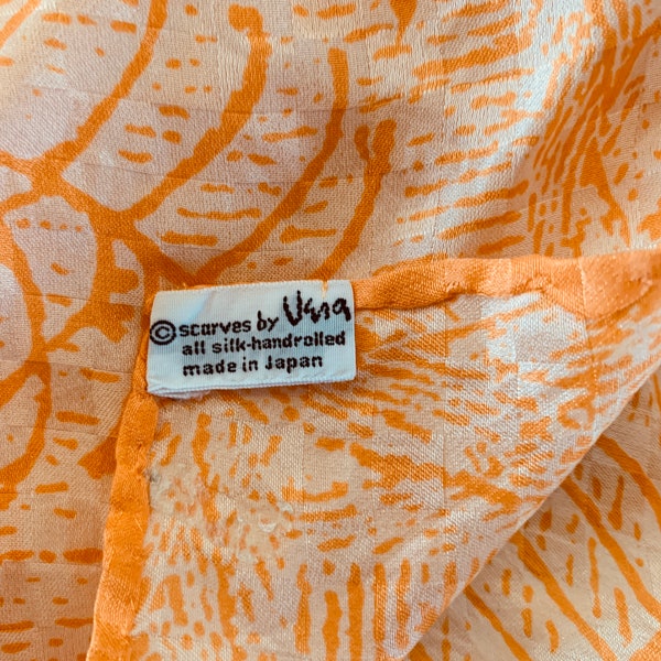 Vera Neumann Silk Scarf Asian Theme Tangerine Orange And Cream Signature And Ladybug