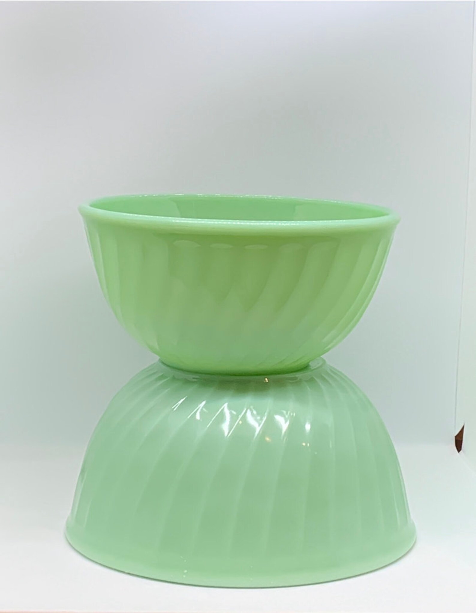 Fire King Jadeite Nesting Bowls Size 8 and 9 Mixing Bowls Etsy