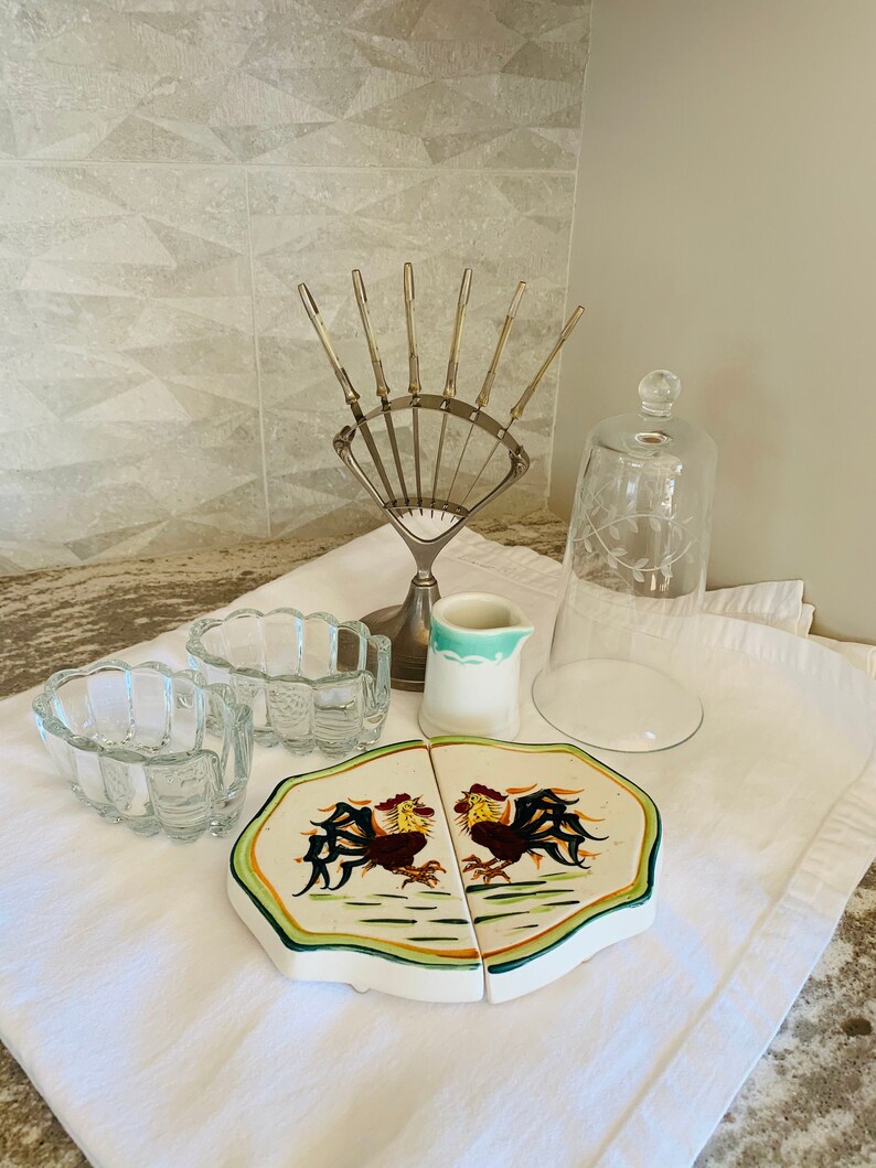 Expandable Trivet Ceramic Hand Painted Rooster Table Protector Etsy