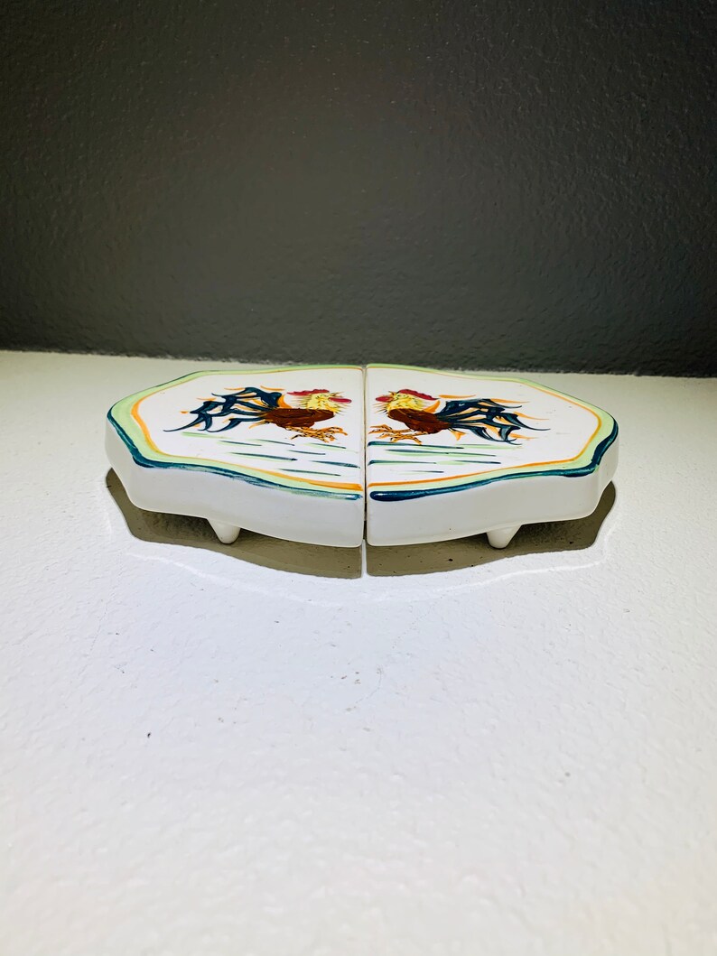 Expandable Trivet Ceramic Hand Painted Rooster Table Protector Etsy