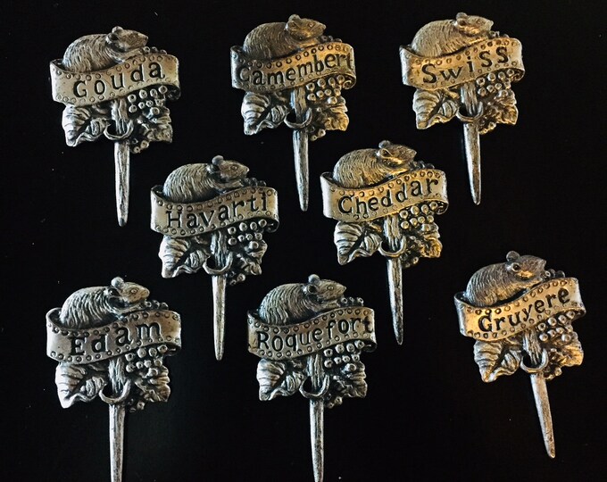 Pewter Mice Cheese Markers Vintage Set of 8 Etsy