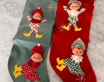 Pixie Elf Felt Christmas Stockings Green Or Red