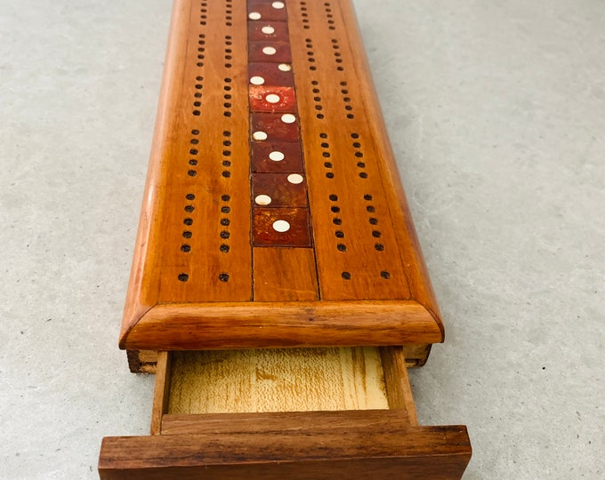 Unusual Handmade Cribbage Board With Inlayed Casino Dice 1970's Etsy