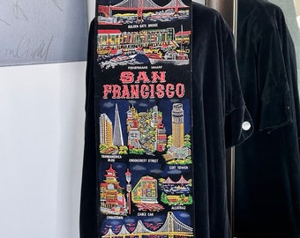 San Francisco City Highlights Black Velvet And Flocked Scroll Souvenir