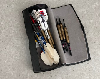 Nine Weighted Darts And Accessories 1980's In Case