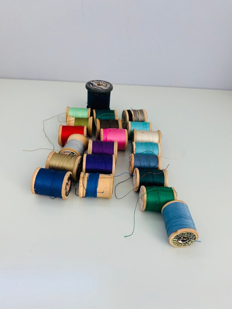 Wooden Spools With Thread Embroidery Mercerized Cotton J&P Etsy