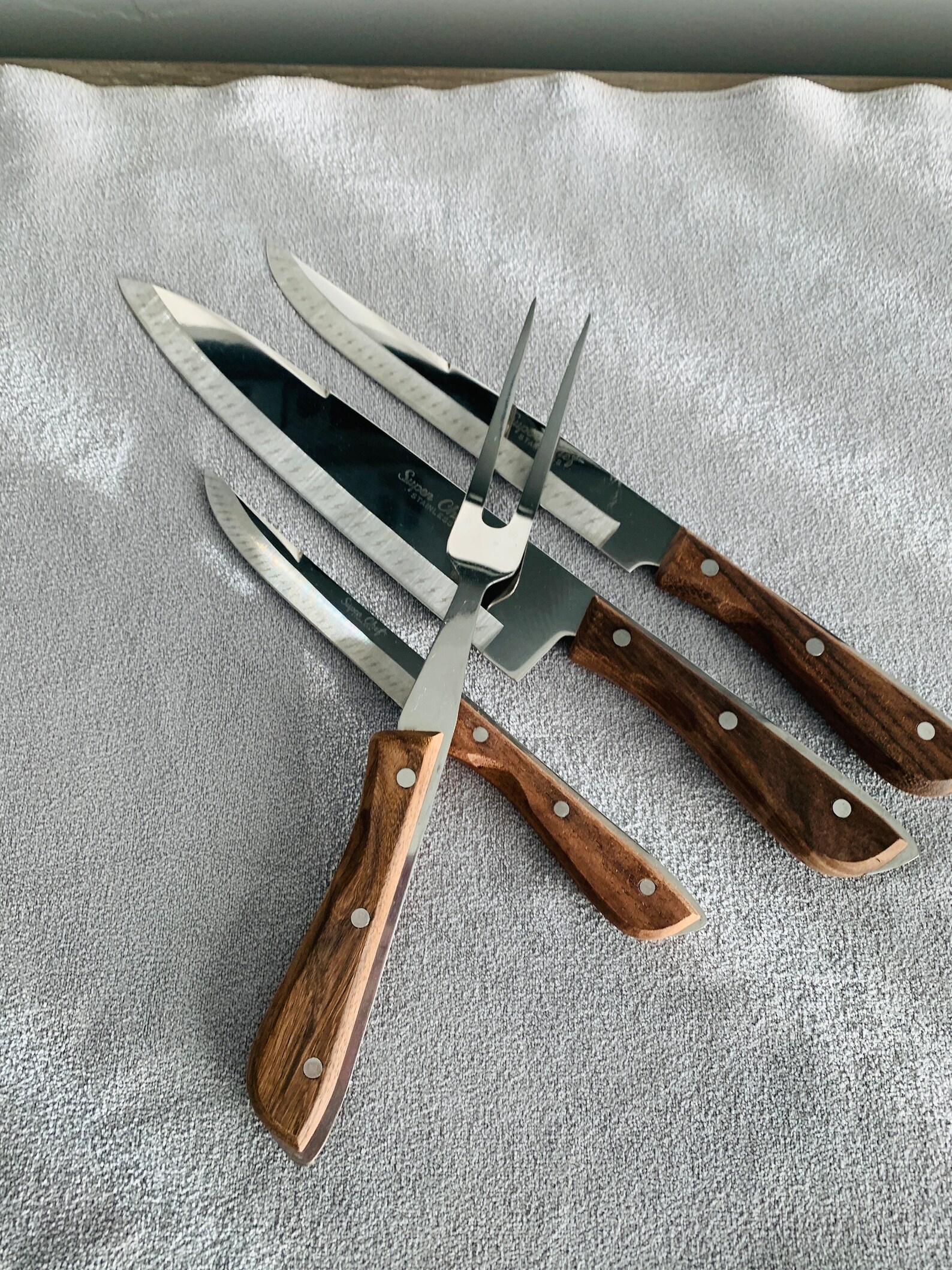 Super Chef Stainless Knife Set and Meat Fork Full Tang Made in Etsy