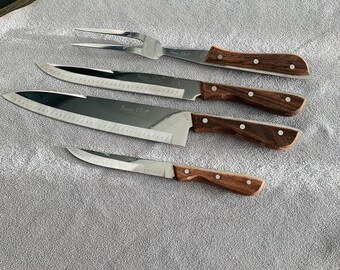 VTG Chef's Collection Stainless Steel Wood Handle 9 pc, Knives Set Made In  Japan