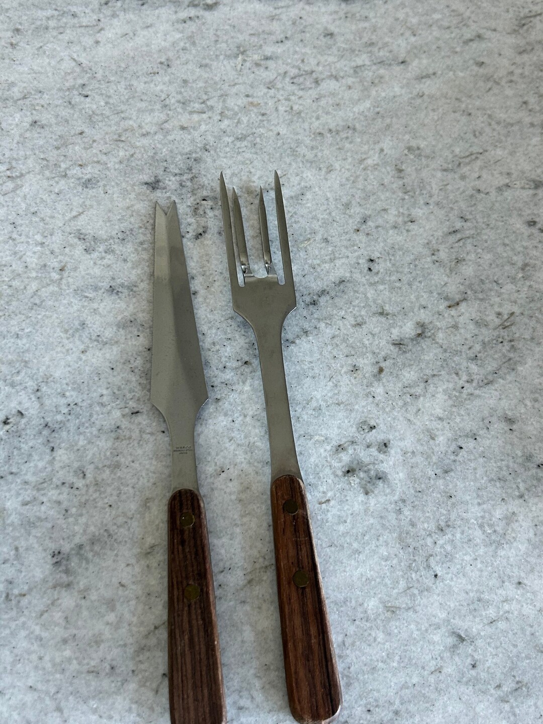 Set of 2 Carving Knife Meat Fork Stainless Steel Family Meal Utensils