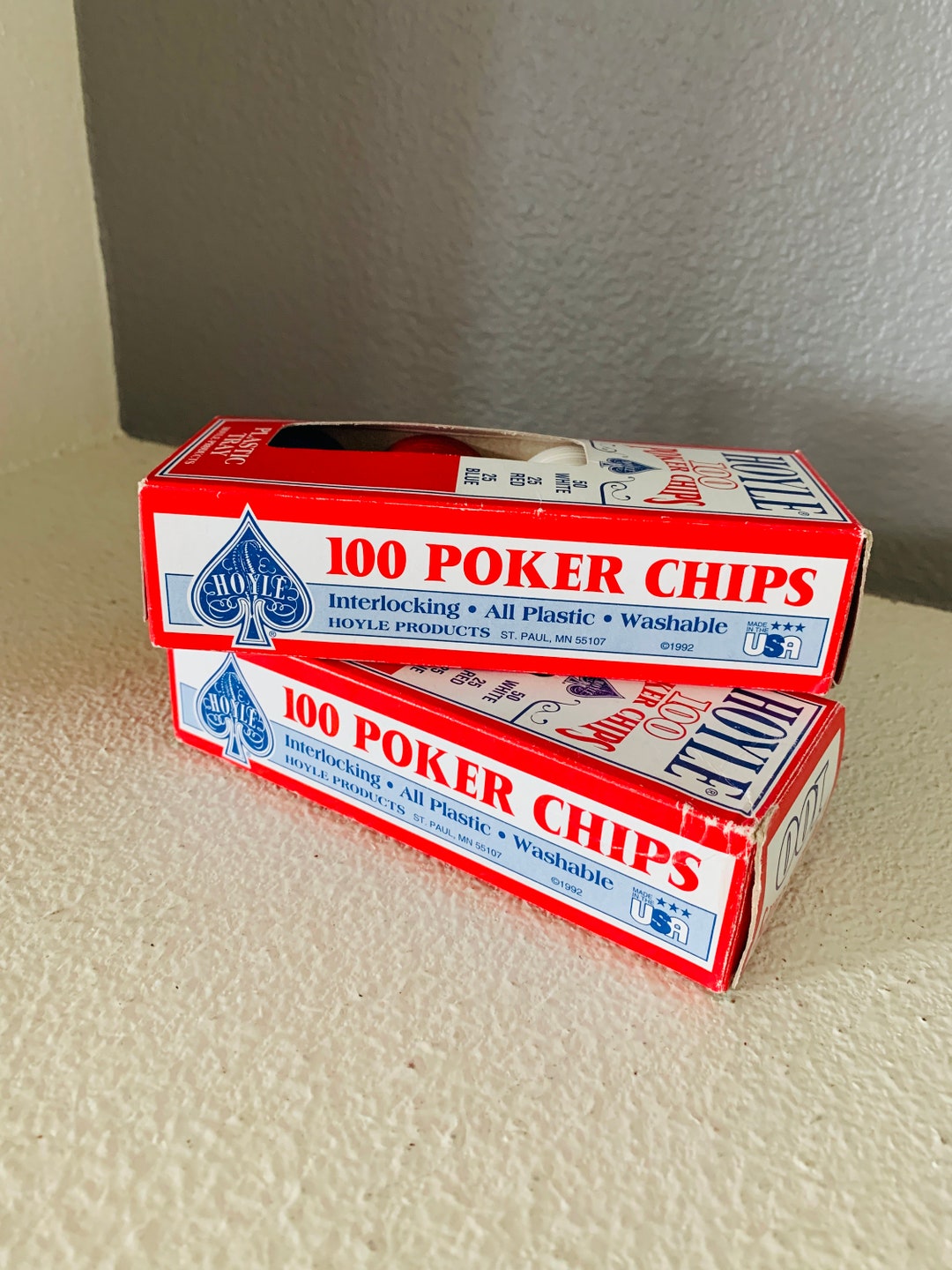 Hoyle Poker Chips Two Boxes 200 Chips Plastic Trays 1992 Etsy