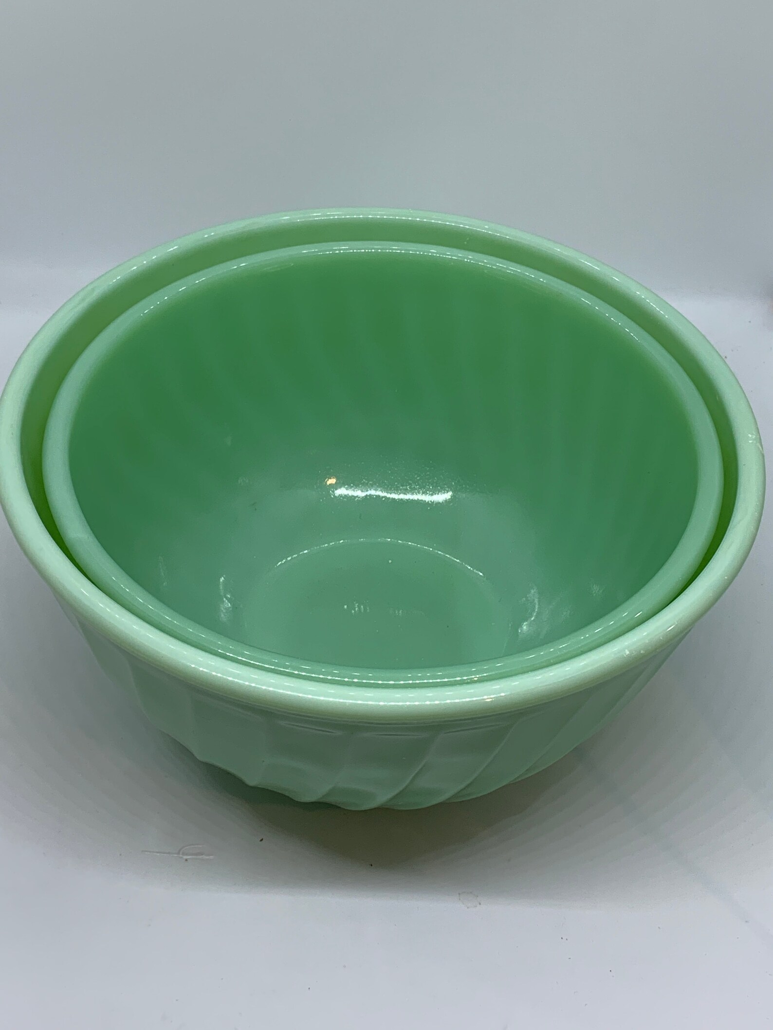 Fire King Jadeite Nesting Bowls Size 8 and 9 Mixing Bowls Etsy