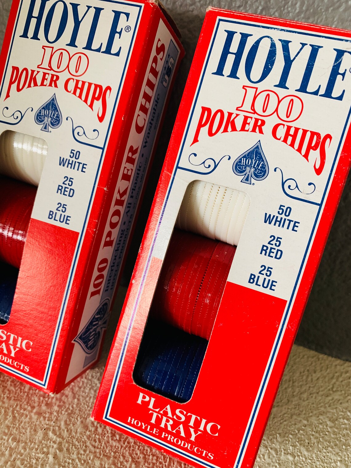 Hoyle Poker Chips Two Boxes 200 Chips Plastic Trays 1992 Etsy