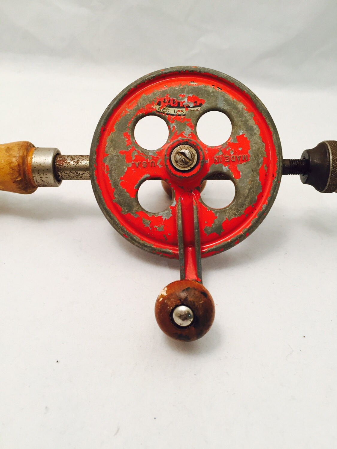 Hand Crank Drill Manual Tool Industrial Salvage Wood Handles Etsy