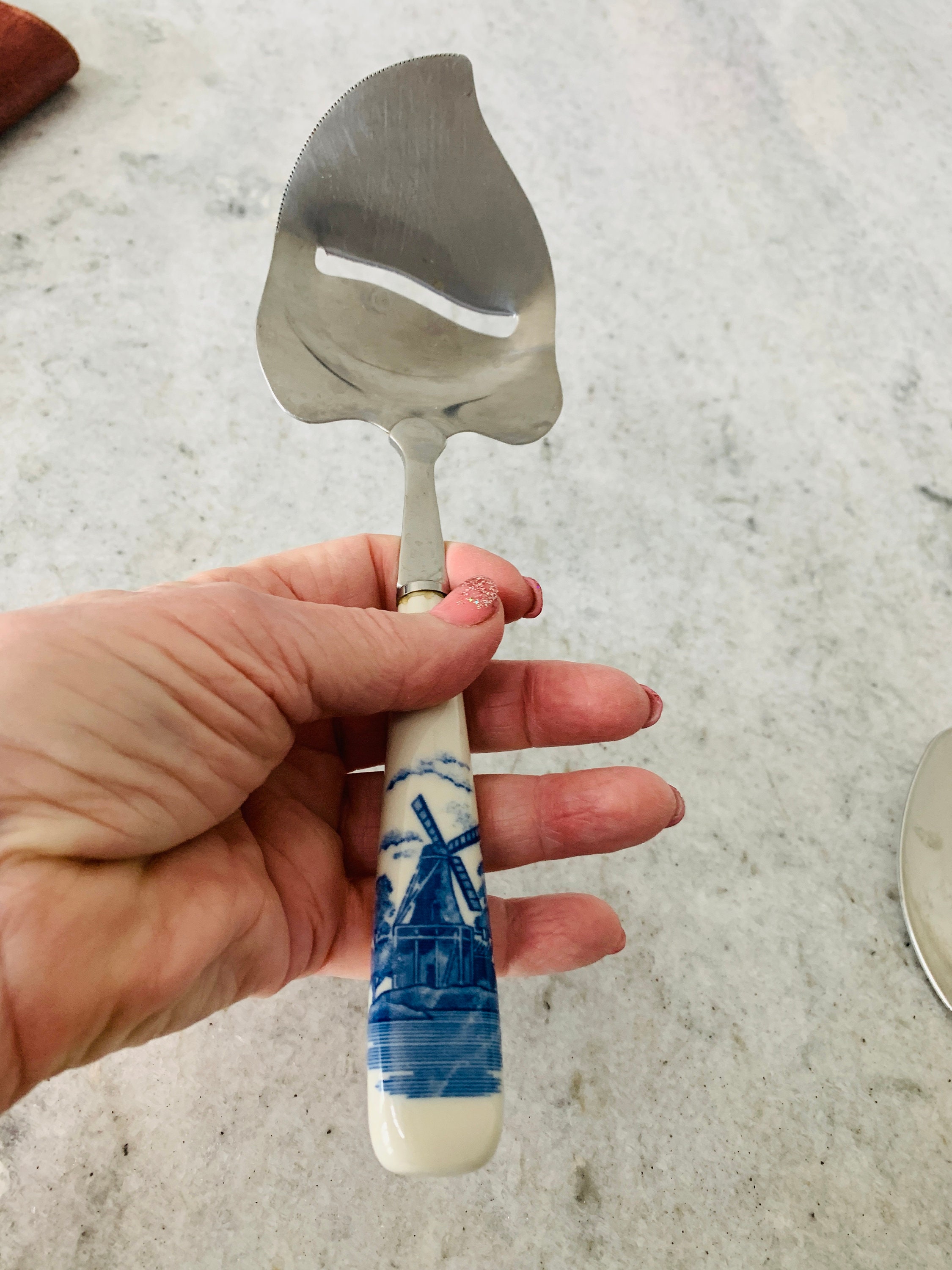 Ceramic and Stainless Steel Cheese Spoon