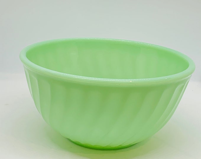 Fire King Jadeite Nesting Bowls Size 8 and 9 Mixing Bowls Green Swirl