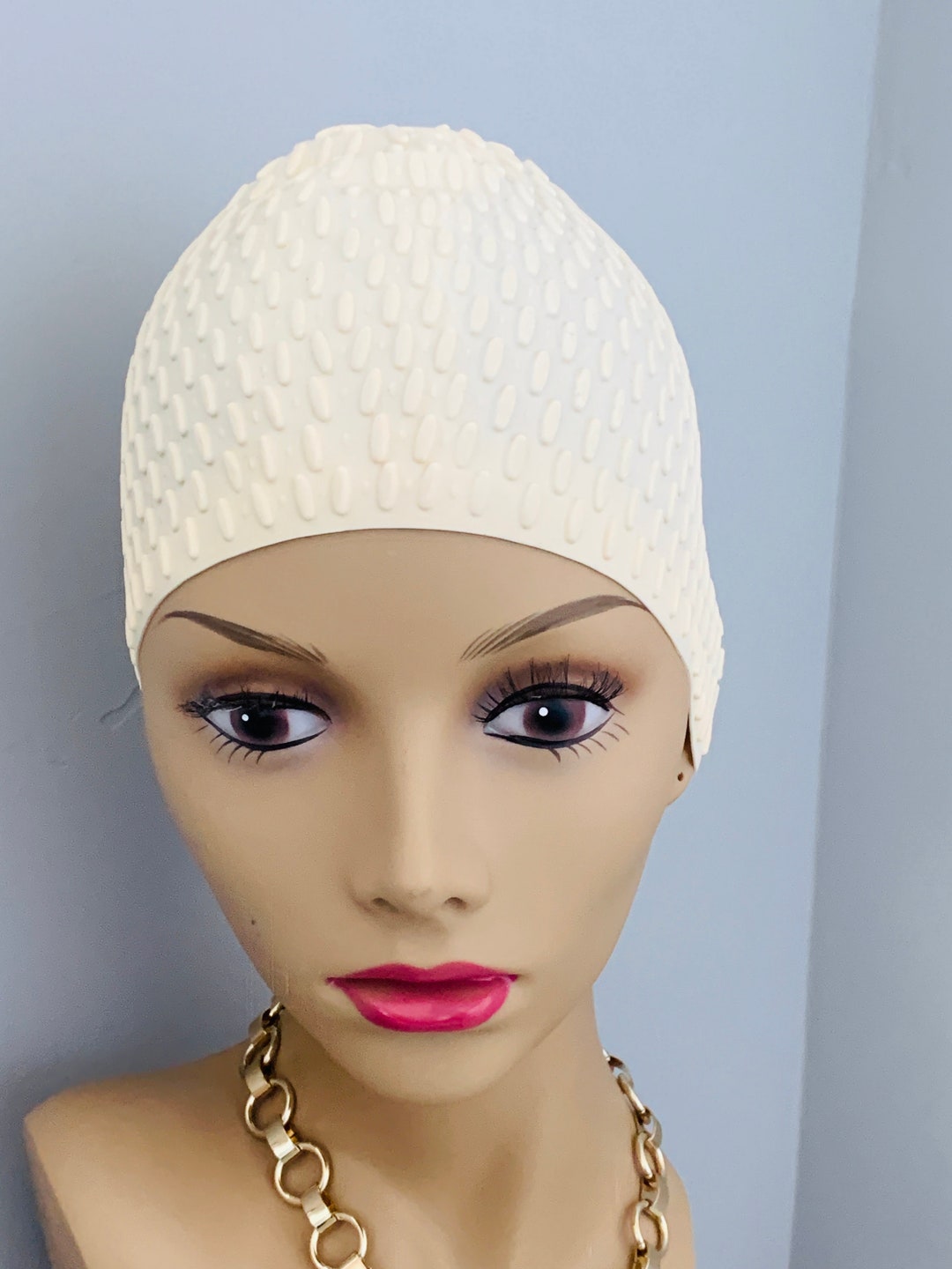 Speedo Swim Cap Textured Easy on and off 1990's Cream Etsy