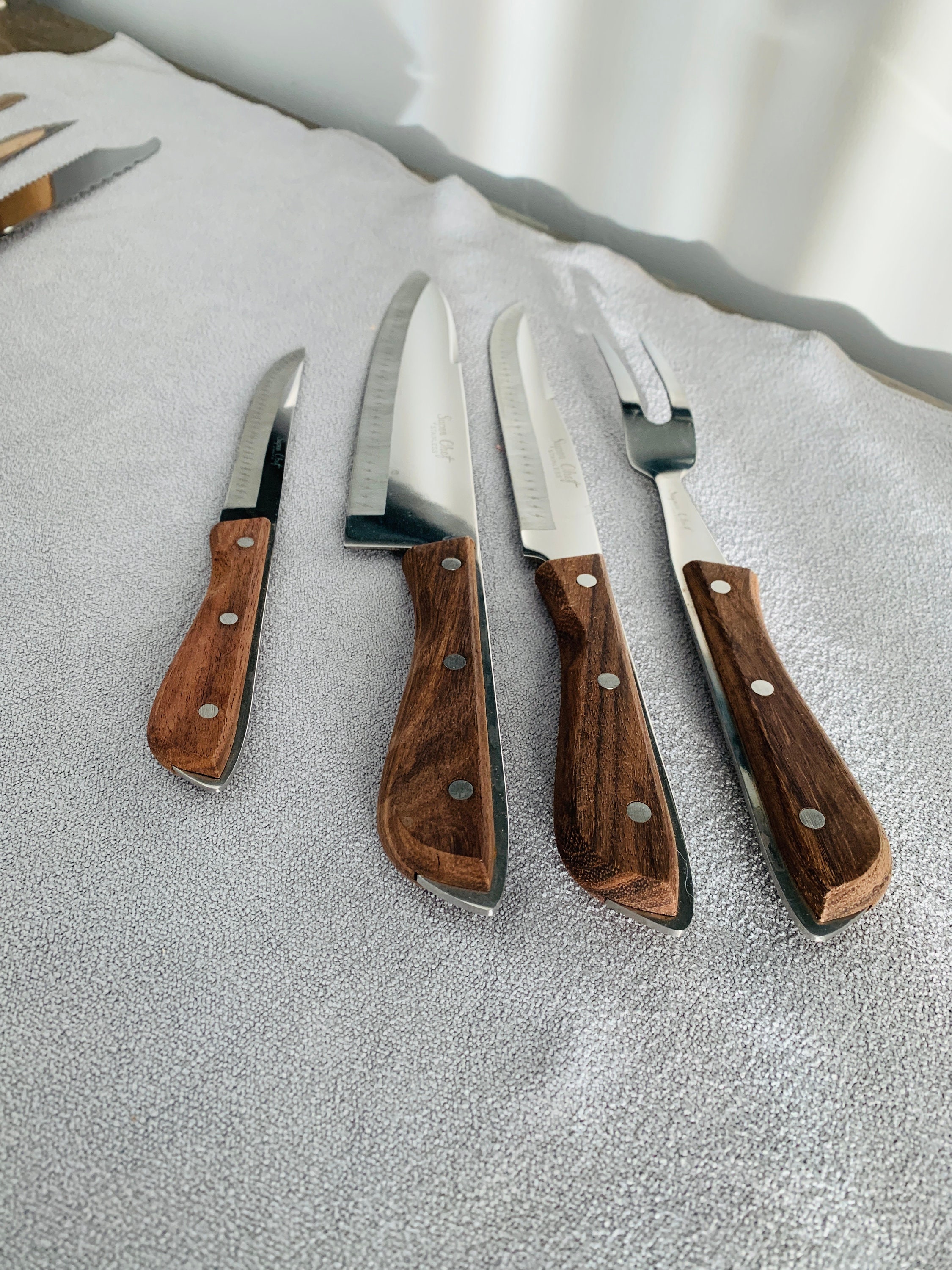 Super Chef Stainless Knife Set and Meat Fork Full Tang Made in Etsy