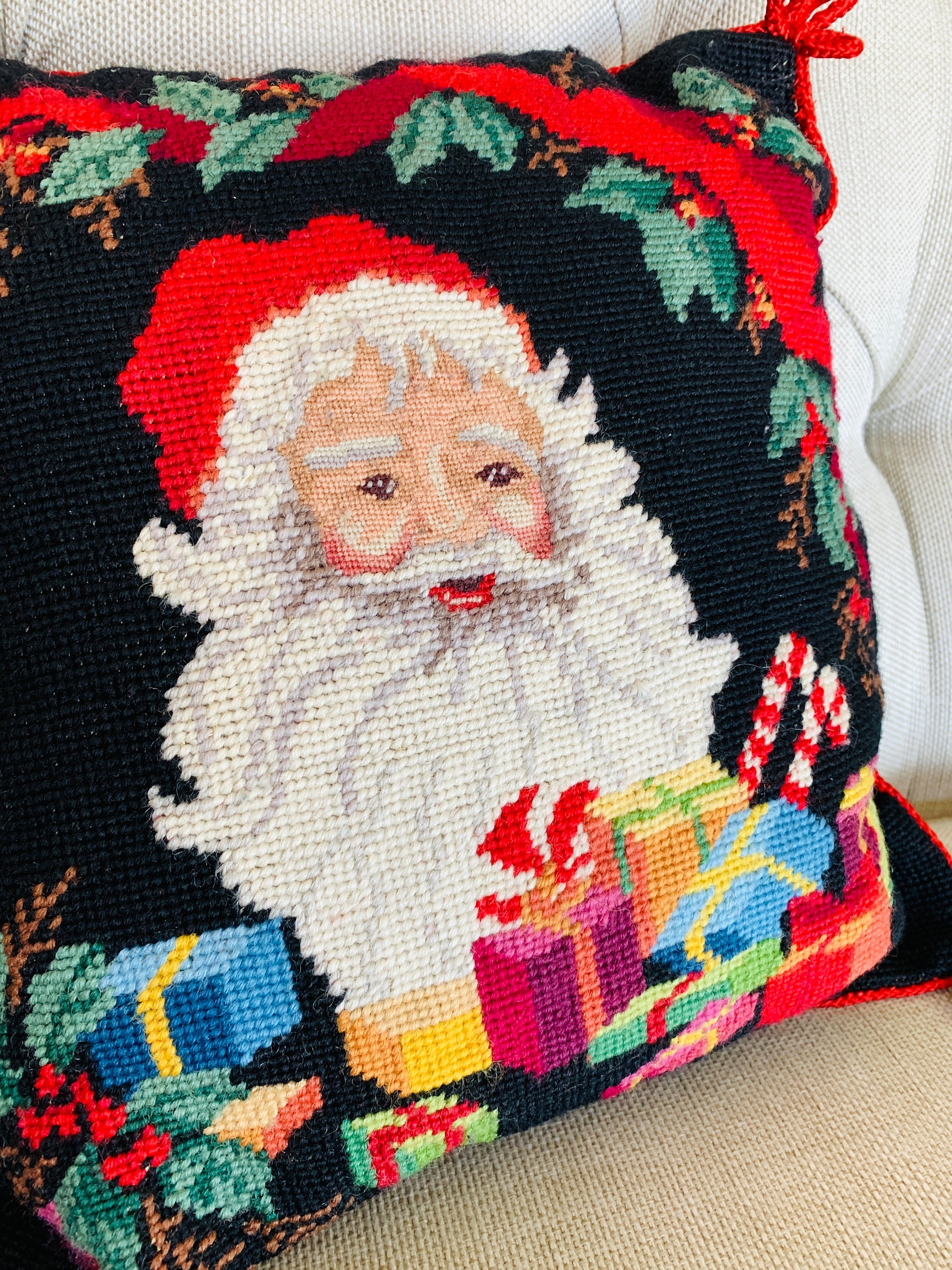 Peking Handicraft Papa Noel Embroidered Needlepoint Holiday Stocking