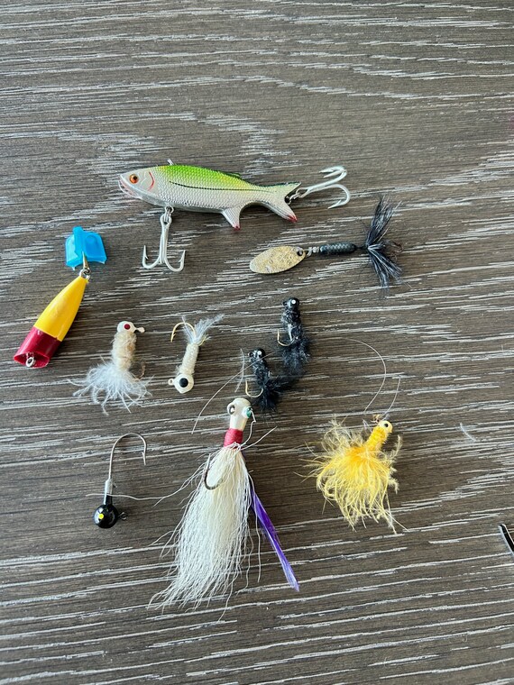 Lot of 10 Fishing Bait Lure Tackle Fly Fishing 1960's 