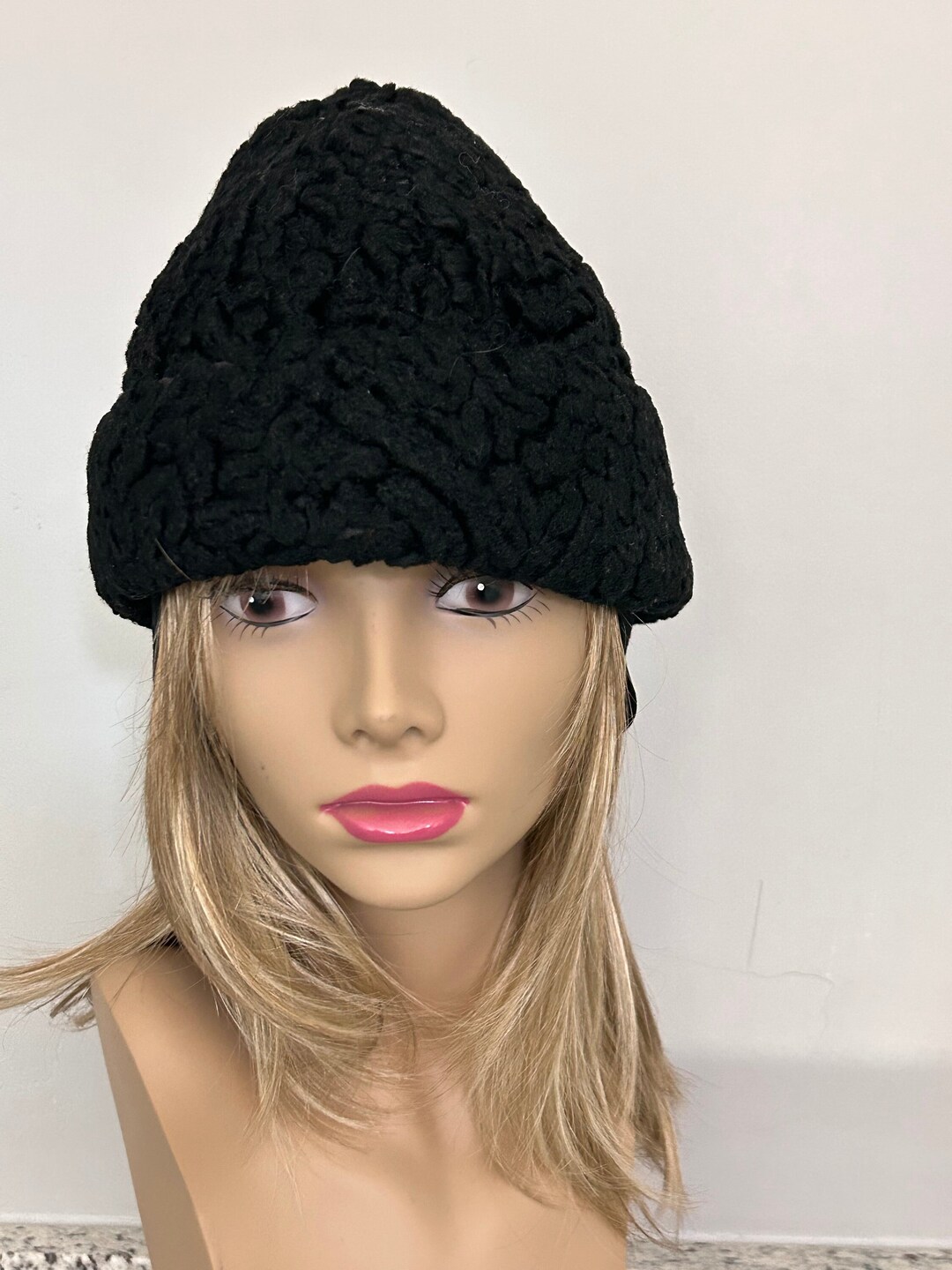 Black Karakurt Curly Lamb Hat With Flaps 1950's Size Medium Unisex Etsy